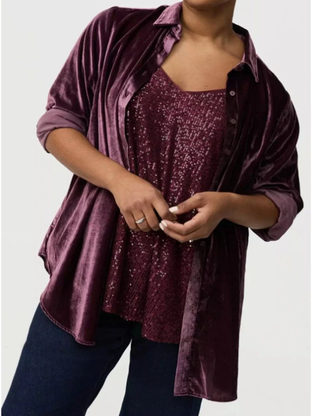TORRID Lizzie Velvet Shirt Tunic Top Blouse Size 2X Button up Winetasting NWT